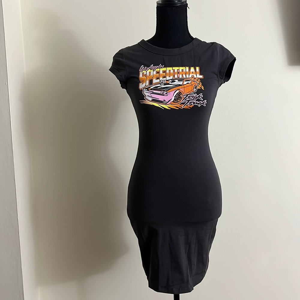 🆕H & M Dark Grey T-Shirt Dress - Size: S